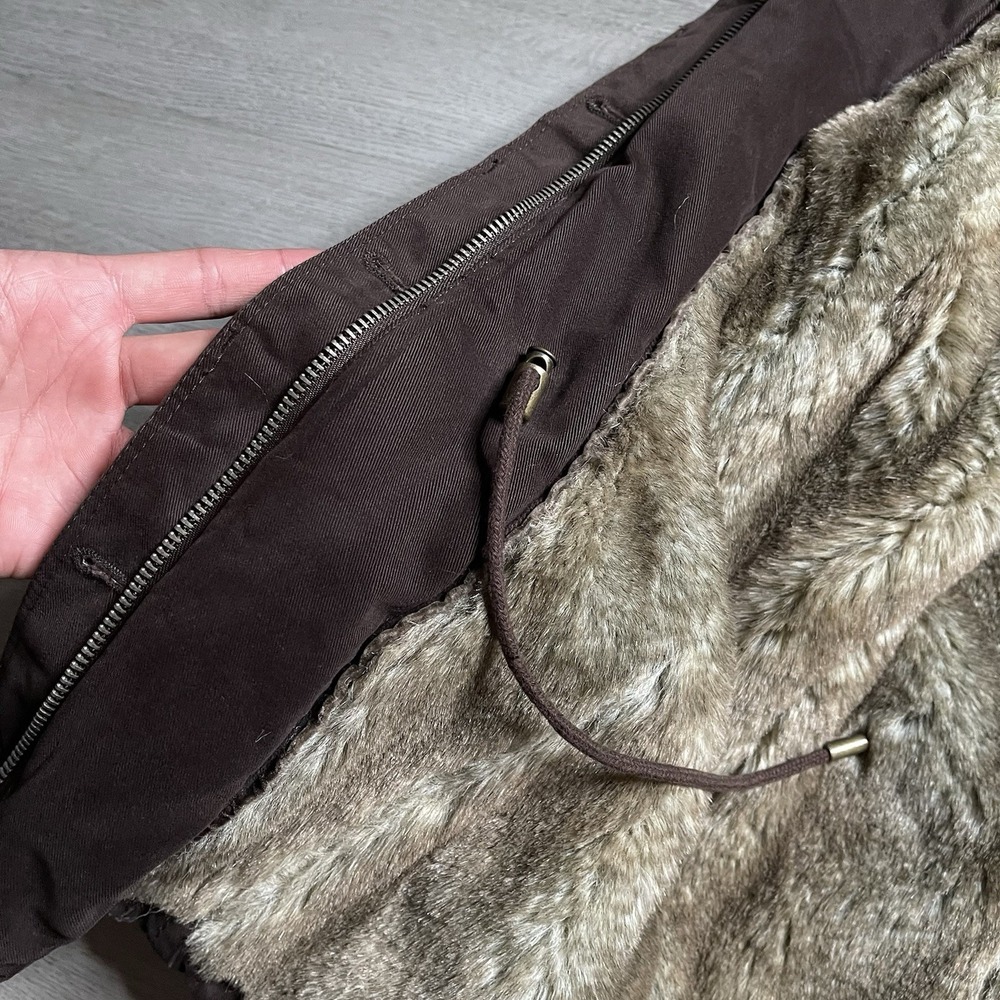 Vintage Y2K Abercrombie & Fitch Parka Jacket Faux Fur Hooded Lined Womens Size L - Picture 9 of 16